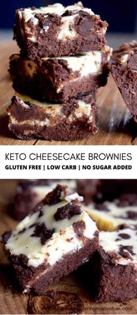 These Keto Cheesecake Brownies are so decadent and rich. Keto brownies and low carb cheesecake can be great on their own but they make one truly epic keto dessert together. 🤤 #ketobrownies #ketocheesecake #ketodesserts #lowcarbcheesecake #lowcarbdesserts