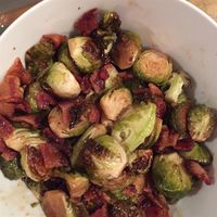 Maple Roasted Brussels Sprouts with Bacon