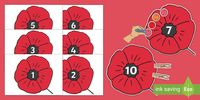 This Remembrance Day Fine Motor Skills Number Activity is a lovely resource to use for Remembrance Day. It can be used to develop fine motor skills and to practise counting objects to ten and matching the objects to numerals.Simply print out the set of ten poppies, cut them out and laminate them to create a wonderful resource that can be used in an adult-led activity or provided for the children to use in your continuous provision.Each poppy has a numeral in the centre. You could provide ...