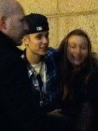 With a fan outside of the Grand Hotel in Minneapolis, Minnesota - USA