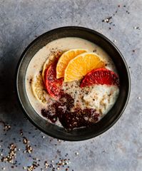 Earl Grey breakfast quinoa with tahini & jam - the tasty other