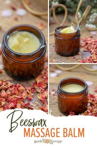 Moisturize your skin with this beeswax massage balm recipe. This balm is infused with rose and is perfect to soothe aching muscles and relax!