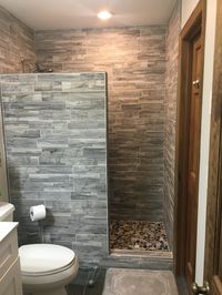 Remodel Bathroom with walkin shower no glass doors, we Love it!!!