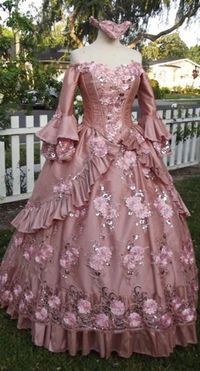 Items similar to In-Stock Dusty Rose Floral Sparkle Carnivale Marie Antoinette Masquerade Gown Small/medium on Etsy