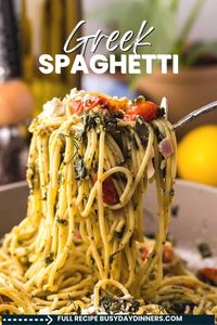 One Pot Greek Spaghetti | Busy Day Dinners