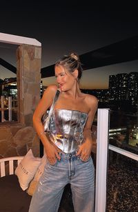 Light Years Strapless Bustier Silver | White Fox Boutique USA