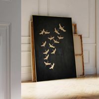 This exquisite black and gold Cranes art print demonstrates exactly why Japandi-style art is so popular in the western world. There's no dream more desirable than the ability to fly above all the madness of normality and into the serenity of the sky above. This flexible bird print can be displayed in any room in your home, finished off perfectly with a gold or black frame. Please note, this is not metallic/gold foiled