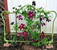 Painted iron bed headboard trellis Dishfunctional Designs: The Upcycled Garden Volume 7: Using Recycled Salvaged Materials In Your Garden