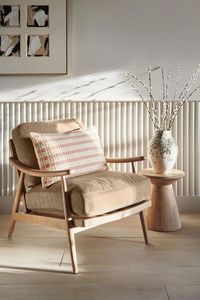 Buy Fine Chenille Sand Natural, Light Oak Effect Frame Hampton Wooden Accent Chair from the Next UK online shop