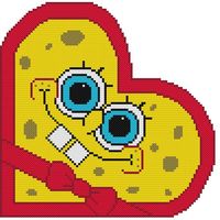 This Sponge Bob shaped like a heart for Valentine's Day or any day!  So cute!
This pattern comes printed on 1 page which is 13 squares printed per inch of paper.
This pattern is 100 X 99 Stitches (Squares)
This pattern uses only 7 colors.