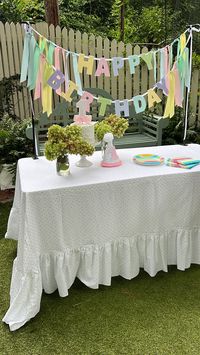 Pastel Dot Tablecloth with Ruffle 114 in. x 82 in. These are beautiful with an 11 inch ruffle