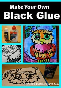 Black Glue and Watercolor Resist: How To Make Black Elmer's Glue from Pink and Green Mama Blog