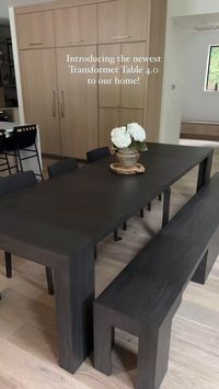 On Amazon at low prices! In a matter of seconds, this table seats anywhere from 1 to 12 people!! 🙌🏼🙌🏼 Thank you, @thesabrinatan for sharing this beautiful video with us! 📸: Transformer Table and Bench in Smoked Hickory Finish. Link in bio. #newproduct #comingsoon #transformertable #diningtable #furniture #furnituredesign #hostingideas #hostingsolutions