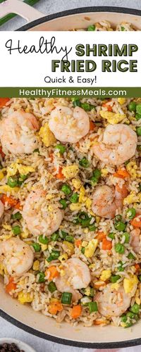 This quick, easy, and Healthy Shrimp Fried Rice recipe couldn’t be any better! Skip the butter and extra oils, and go for this lighter version. It still tastes absolutely incredible with far fewer calories! I added in frozen vegetables this time to make it even simpler, however, this is also an excellent way to use up vegetables you have in the fridge. Feel free to load this dish up with healthy veggies!