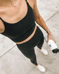 Fashion Jackson Wearing Amazon Fashion Black Workout Tank Black Leggings Fitness Outfit, amazon finds, amazon fashion, amazon best purchases, amazon fitness, amazon sports bra