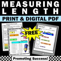 ​﻿​​​﻿​﻿​﻿FREE Measurement Worksheets Distance Learning 1st 2nd Grade Math Review