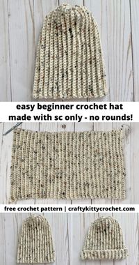 Easy Knit-Look Hat - Beginner Friendly Crochet Pattern ~ Crafty Kitty Crochet