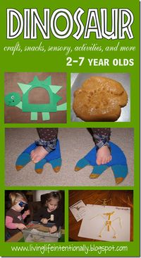 Cool ideas - love the D for dinosaur, pasta skeletons, dino printed cookies! - Dinosaur crafts, snack, sensory, activities, and more for tot preschool and k