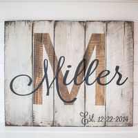 Last name with est. date rustic, wooden sign made from reclaimed pallet wood