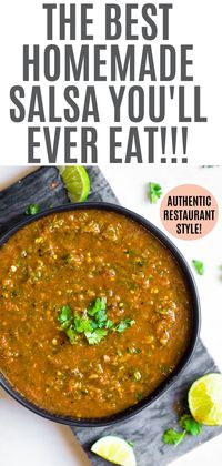 You will absolutely love the Best Homemade Salsa!! This chunky, authentic, and restaurant style salsa has a very special step to make it delicious. restaurant style salsa | authentic Mexican salsa | Easy Homemade Salsa