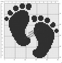 Baby footprints free crochet filet pattern birth ideal black 50x50