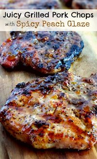 Grilling a quick and easy meal has never been so easy. These tender and Juicy Grilled Pork Chops with Spicy Peach Glaze come together quickly for a dinner your family and friends will not soon forget. The glaze can be put together in minutes, while the pork chops undergo a quick brine. #noblepig #pork #porkchops #grilling #easydinners