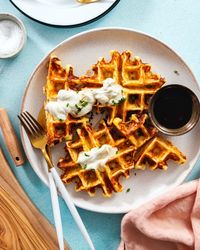 Potato waffles are crispy, cheesy, and delicious! Whip them up as a savory or sweet breakfast, side or brunch.