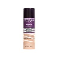 Give your skin that youthful glow with Covergirl & Olay Simply Ageless 3-in-1 Liquid Foundation. This anti-aging foundation plumps up skin to instantly reduce the appearance of wrinkles for a younger-looking complexion. Skin tone looks more even and other imperfections are blurred, while hyaluronic complex and vitamin C deliver firming hydration to keep your skin looking healthy and radiant. Available in multiple shades so you can find the right match for your skin tone.