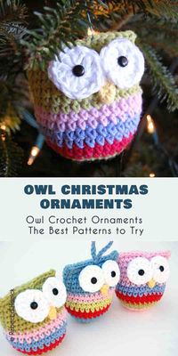 Owl Christmas Ornaments Free Crochet Pattern #freecrochetpattern #christmastreedecoration