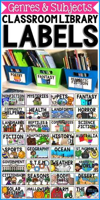 These classroom library labels, or book bin labels, are perfect for setting up a classroom library in an elementary classroom but could work for middle school students! They include tons of genre labels and popular book topics and subjects. An editable classroom library labels option. Perfect for organizing a reading closet during back to school season or to set up a great reading space or reading corner for your own classroom library. Classroom Library Organization and Ideas| Editable labels