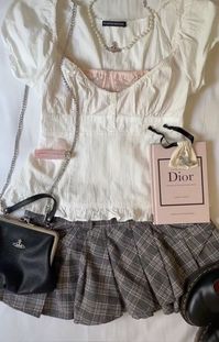 Brandy melville, coquette, plaid skirts, babydoll tops, dior