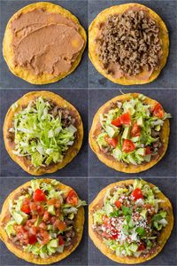 Homemade Tostadas are so satisfying and easy to make. These are loaded with refried beans, beef, and all of the best tostada toppings.