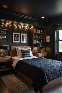 Create a warm and inviting space with these rustic cool boys bedroom ideas. Think wooden furniture, earthy tones, and cozy textiles that make the room feel like a man cave. Perfect for boys who love the outdoors and want a comfortable space to unwind. #RusticBedroom #BoysRoomDesign #ManCave