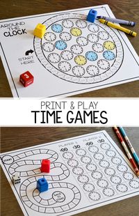 Click on over to see some of my favorite no prep, print and play games for telling time to the hour and half hour! #mathgames