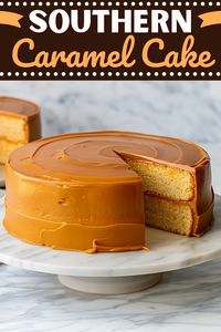 This Southern caramel cake is a true showstopper. Every forkful is a blissful balance of sweet, buttery flavors and melt-in-your-mouth texture.