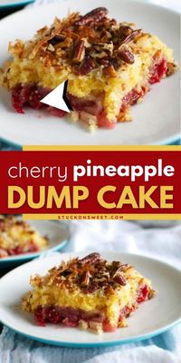 An easy-to-make sweet treat to dump and bake! You won't be able to get enough of this Cherry Pineapple Dump Cake that tastes as good as it looks. Save this simple dessert recipe and enjoy every bite of the best cake ever!