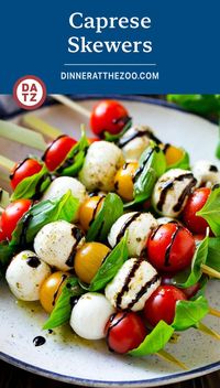 These caprese skewers combine tomatoes with basil, mozzarella, olive oil and balsamic for an appetizer that's both easy and impressive!