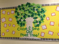 Our class poetry bulletin board-- "Come and See Our Poet Tree"