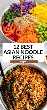 These asian noodle recipe are easy to make, healthy and vegan friendly. From peanut noodles, sesame noodles, thai noodle salad, spicy ramen noodles and more. These noodles are easy, healthy, vegetarian and packed with flavor.