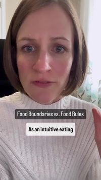 Food Boundaries are different from Food Rules. Rules are rigid and we often end up serving the rules instead of letting the rules serve us. Boundaries are there to keep us safe. You should consider why you have a food boundary and how it's serving you. Is it helpful? Is it true? Boundaries are helpful to incorporate some gentle nutrition but you have to be careful they don't turn into food rules. For more info, follow the link to my website! #IntuitiveEating #MealPlanning #FoodRules