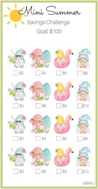 Mini Savings Challenge Summer Savings Challenge Save 100 Dollars Low Income Fits A6 Envelope PDF - Etsy UK