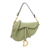 CHRISTIAN DIOR Grained Calfskin Saddle Bag With Strap Ethereal Green 1328651 | FASHIONPHILE