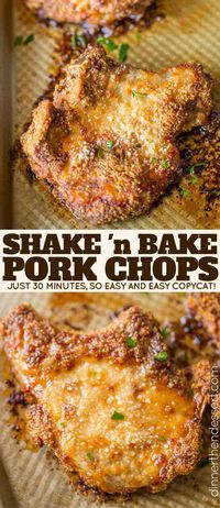 The best Shake and Bake Pork Chops with a perfect homemade copycat recipe for the original flavor coating!  Dinner done in just 30 minutes!