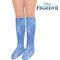 Even the shoes for your little one's Elsa costume will look magical accentuated with Act 2 Elsa Boot Covers! Blue stretch boot covers featuring glitter snowflake decoration will add some decorative shine to your child's Frozen costume. Place over shoes and secure to foot with the attached elatic band. Complete your Elsa costume with these boot covers. Frozen 2 Act 2 Elsa Boot Covers product details:  One size fits most children