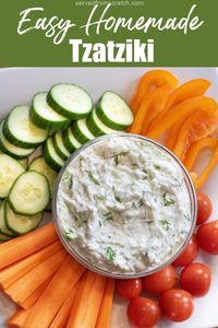 Make this classic creamy tangy Greek dip and sauce at home! Our Easy Homemade Tzatziki sauce is so simple to make and a delicious from scratch dip, sauce, or condiment for your favorite Mediterranean-style dishes.