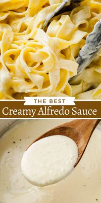 This creamy Homemade Alfredo Sauce Recipe uses just 6 ingredients & is ready in 10 minutes! It is the BEST Alfredo Sauce you will ever make! #alfredosauce #pastarecipes #easypastadinner #alfredosaucerecipe #alfredo