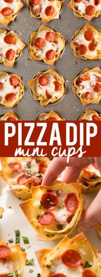 These cute Mini Pizza Dip Cups are cheesy and delicious! Perfect for your next party, game day or tailgate!