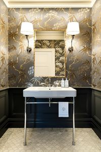 Gorgeous Wallpaper Ideas for Your Powder Room --- Gold is one of the hottest colors of the season