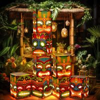 PRICES MAY VARY. Tiki Party Favors: you will receive 8 pcs outdoor totem boxes, measuring approximately 9.84 x 7.09 inches or 25 x 18 cm, and making them the ideal size for decorating; The included 8 light strings are approximately 3.28 ft or 1 meter in length of each, adding the suitable warm light to your luau decorations party tiki Material and Durable Design: this set of tiki party favors is made of 250g white cardboard for the outdoor totem boxes which assures durability; The tiki decoratio