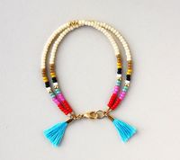 Beaded Bracelet - Southwestern Friendship Bracelet - Layering Bracelet - Tribal Bracelet with Tassel This listing is for ONE double strand